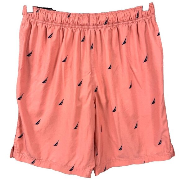 Nautica Mens Quick-Dry Icon Logo Sail Guava Punch 8.5” Swim Trunk Shorts SZ M - Picture 2 of 8